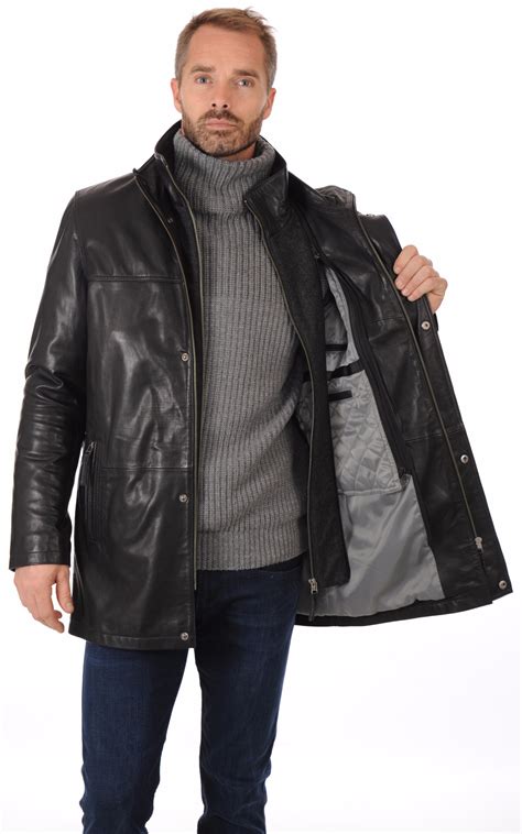 veste longue homme cuir|Veste En Cuir Homme